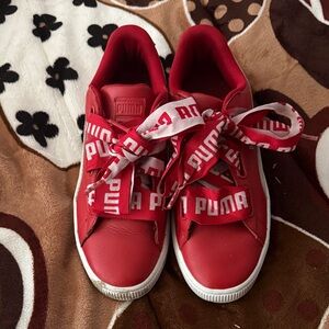 Puma Red Sneakers with Logo Laces